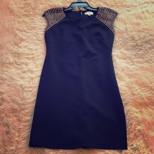 Black gold studded sleeve dress!